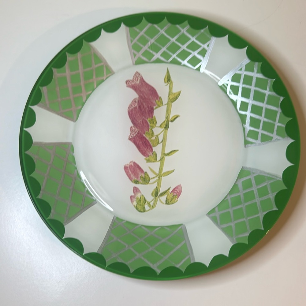Hand painted floral plate Sela Miles the lattice collection